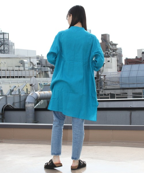 ORCIVAL(オーシバル)の「ORCIVAL/オーシバル バンドカラーシャツ BAND COLLAR SHIRT RC-3794 YLF(シャツワンピース・レディース・ターコイズブルー/ブルー・1)」の8枚目の写真