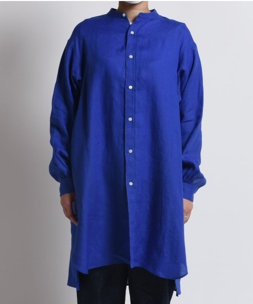 Curensology <&RC>バンドカラーシャツ　ブルー Curensology <&RC>バンドカラーシャツ ブルー Curensology｜<&RC