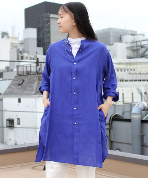 ORCIVAL(オーシバル)の「ORCIVAL/オーシバル バンドカラーシャツ BAND COLLAR SHIRT RC-3794 YLF(シャツワンピース・レディース・ターコイズブルー/ブルー・1)」の14枚目の写真