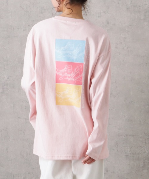 CONVERSE(コンバース)の「CONVERSE コンバース プリントロングスリーブTシャツ(Tシャツ/カットソー・レディース・ブルー/チャコール/グレー/ピンク/イエロー/ホワイト・M/L)」の6枚目の写真