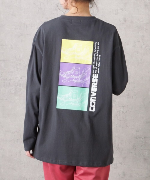 CONVERSE(コンバース)の「CONVERSE コンバース プリントロングスリーブTシャツ(Tシャツ/カットソー・レディース・ブルー/チャコール/グレー/ピンク/イエロー/ホワイト・M/L)」の4枚目の写真