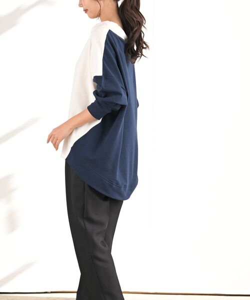 rps（アールピーエス）の「配色裏毛ルーズハイネックプルオーバー（スウェット・レディース・ブルー/アイボリー/ミント/マルチ・フリー）」の13枚目の写真