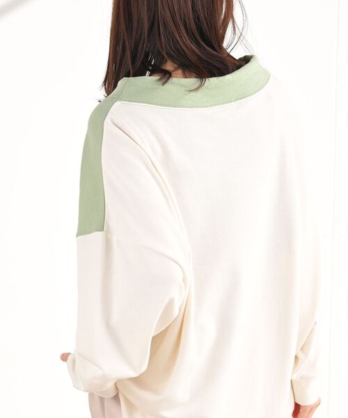 rps（アールピーエス）の「配色裏毛ルーズハイネックプルオーバー（スウェット・レディース・ブルー/アイボリー/ミント/マルチ・フリー）」の18枚目の写真