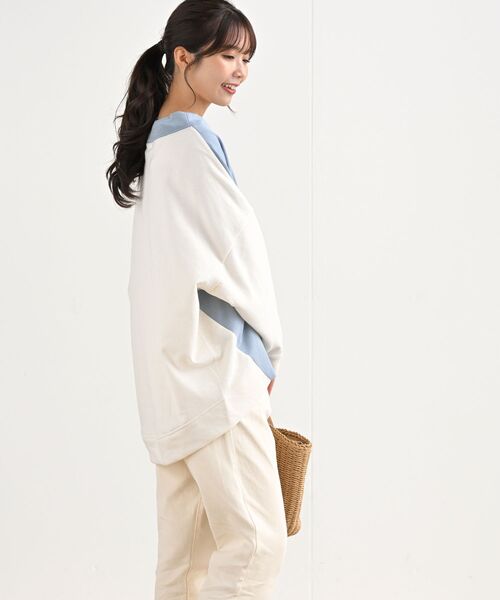 rps（アールピーエス）の「配色裏毛ルーズハイネックプルオーバー（スウェット・レディース・ブルー/アイボリー/ミント/マルチ・フリー）」の15枚目の写真