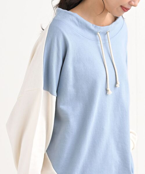 rps（アールピーエス）の「配色裏毛ルーズハイネックプルオーバー（スウェット・レディース・ブルー/アイボリー/ミント/マルチ・フリー）」の7枚目の写真