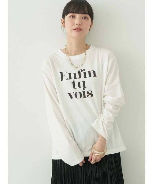 earth music&ecology(アースミュージックアンドエコロジー)の「enfin tu vois ロゴロンT(シャツ/ブラウス・レディース・ブラック/クリーム/オレンジ/ブルー・FREE)」の5枚目の写真