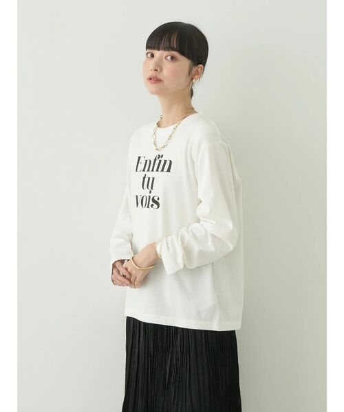 earth music&ecology(アースミュージックアンドエコロジー)の「enfin tu vois ロゴロンT(シャツ/ブラウス・レディース・ブラック/クリーム/オレンジ/ブルー・FREE)」の7枚目の写真