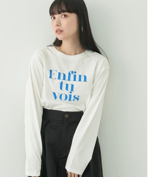 earth music&ecology(アースミュージックアンドエコロジー)の「enfin tu vois ロゴロンT(シャツ/ブラウス・レディース・ブラック/クリーム/オレンジ/ブルー・FREE)」の4枚目の写真