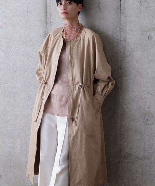 ROSE BUD(ローズバッド)の「ノーカラーコート(ノーカラーコート・レディース・ベージュ/ピンク/グレー・FREE)」の1枚目の写真