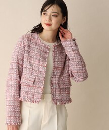 OPAQUE.CLIP | ファンシーツイードジャケット(ノーカラージャケット)
