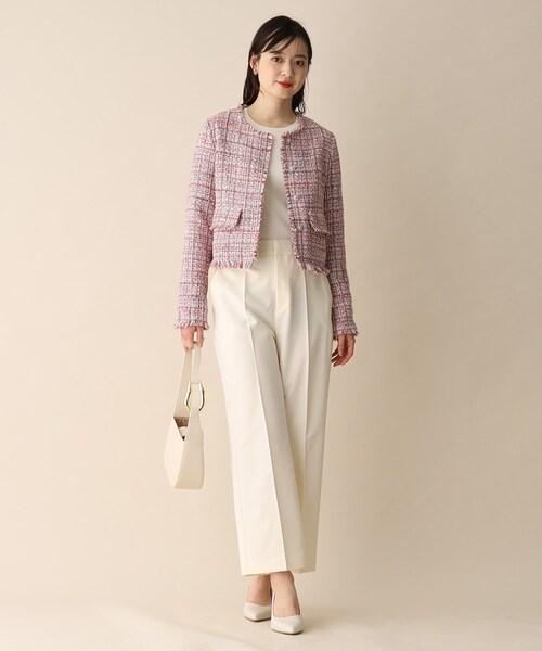 OPAQUE.CLIP（オペークドットクリップ）の「◆ファンシーツイードジャケット（ノーカラージャケット・レディース・ブルー系8/ピンク系8・38）」の10枚目の写真