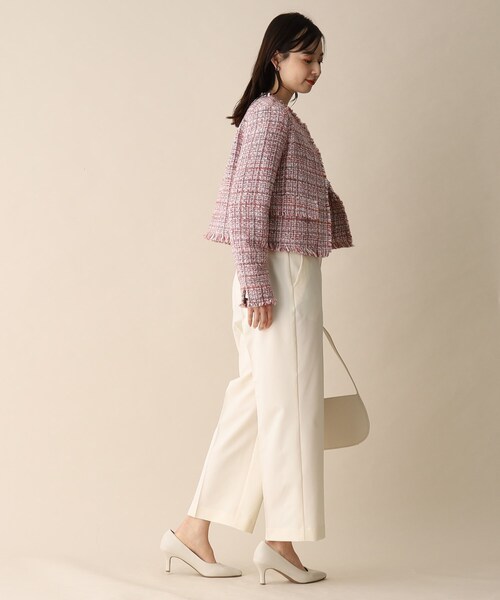 OPAQUE.CLIP（オペークドットクリップ）の「◆ファンシーツイードジャケット（ノーカラージャケット・レディース・ブルー系8/ピンク系8・38）」の16枚目の写真