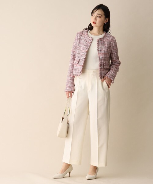 OPAQUE.CLIP（オペークドットクリップ）の「◆ファンシーツイードジャケット（ノーカラージャケット・レディース・ブルー系8/ピンク系8・38）」の18枚目の写真