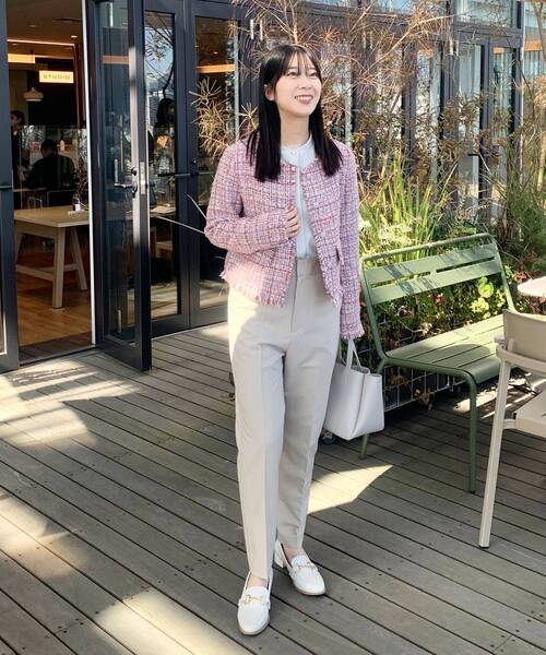 OPAQUE.CLIP（オペークドットクリップ）の「◆ファンシーツイードジャケット（ノーカラージャケット・レディース・ブルー系8/ピンク系8・38）」の11枚目の写真