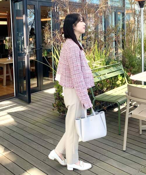 OPAQUE.CLIP（オペークドットクリップ）の「◆ファンシーツイードジャケット（ノーカラージャケット・レディース・ブルー系8/ピンク系8・38）」の17枚目の写真