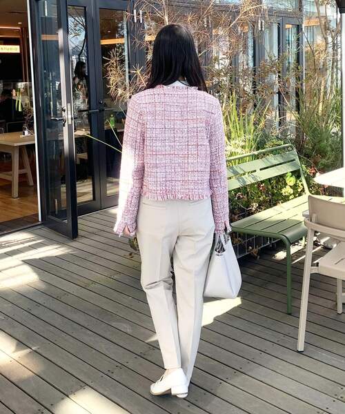 OPAQUE.CLIP（オペークドットクリップ）の「◆ファンシーツイードジャケット（ノーカラージャケット・レディース・ブルー系8/ピンク系8・38）」の19枚目の写真