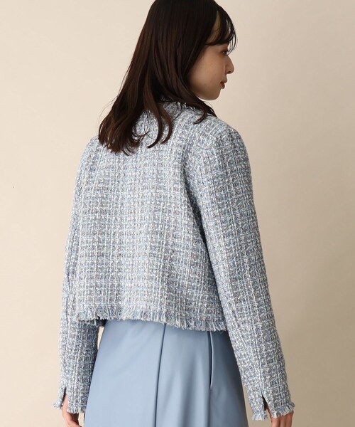 OPAQUE.CLIP（オペークドットクリップ）の「◆ファンシーツイードジャケット（ノーカラージャケット・レディース・ブルー系8/ピンク系8・38）」の4枚目の写真