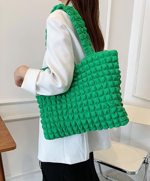 KOBE LETTUCE（コウベレタス）の「ぽこぽこトートバッグ（トートバッグ・レディース・ホワイト/ピンク/グリーン・FREE）」の3枚目の写真