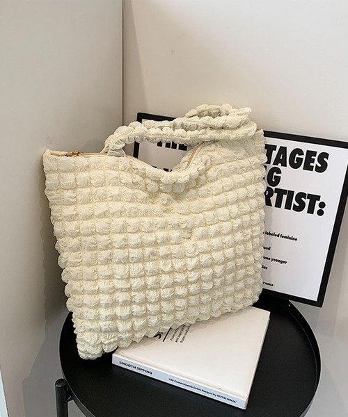 KOBE LETTUCE（コウベレタス）の「ぽこぽこトートバッグ（トートバッグ・レディース・ホワイト/ピンク/グリーン・FREE）」の4枚目の写真