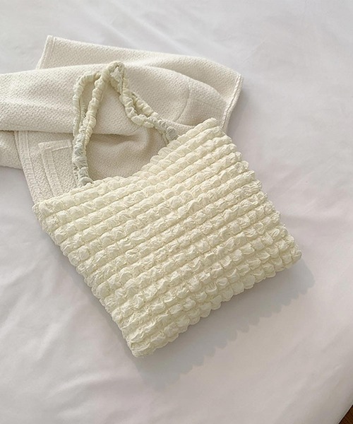 KOBE LETTUCE（コウベレタス）の「ぽこぽこトートバッグ（トートバッグ・レディース・ホワイト/ピンク/グリーン・FREE）」の5枚目の写真