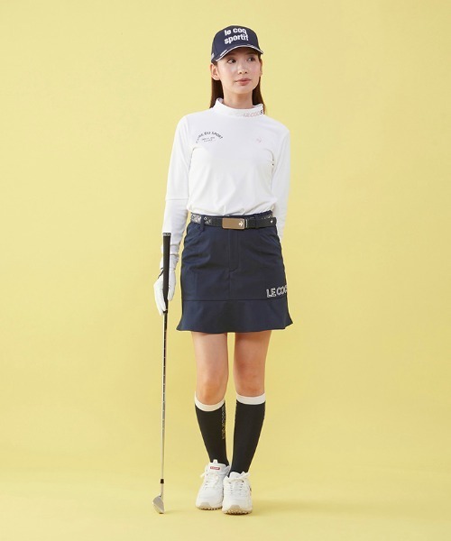 le coq sportif GOLF(ルコックスポルティフゴルフ)の「長袖モックネックシャツ 吸汗速乾 UVカット レディース ゴルフウエア(Tシャツ/カットソー・レディース・ネイビー/ホワイト/ライム・S/L/XL/M)」の21枚目の写真