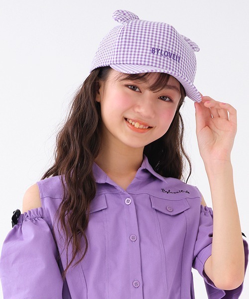 by LOVEiT（バイラビット）の「クマ耳ギンガムチェックキャップ（キャップ・キッズ・ブラック/グリーン/ラベンダー・M/L）」の3枚目の写真