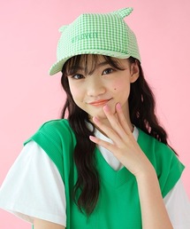 クマ耳ギンガムチェックキャップ