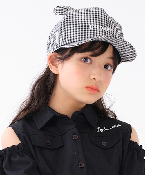 by LOVEiT（バイラビット）の「クマ耳ギンガムチェックキャップ（キャップ・キッズ・ブラック/グリーン/ラベンダー・M/L）」の2枚目の写真