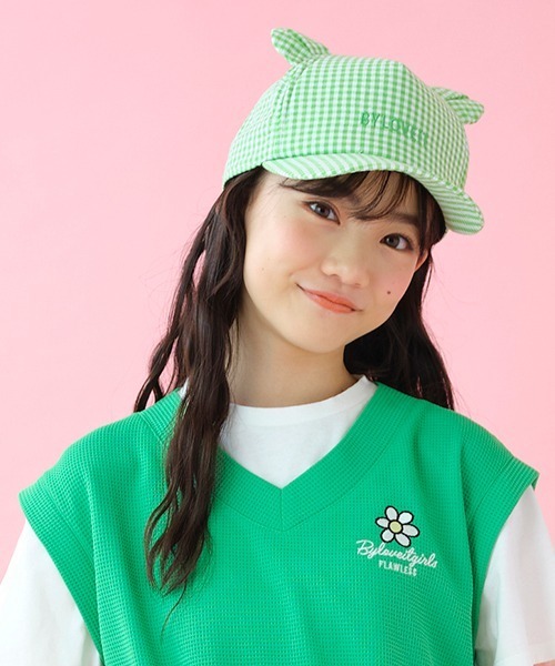 by LOVEiT（バイラビット）の「クマ耳ギンガムチェックキャップ（キャップ・キッズ・ブラック/グリーン/ラベンダー・M/L）」の5枚目の写真