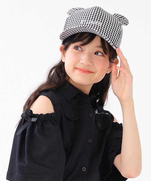by LOVEiT（バイラビット）の「クマ耳ギンガムチェックキャップ（キャップ・キッズ・ブラック/グリーン/ラベンダー・M/L）」の6枚目の写真