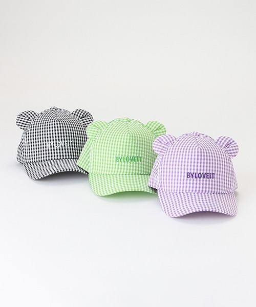 by LOVEiT（バイラビット）の「クマ耳ギンガムチェックキャップ（キャップ・キッズ・ブラック/グリーン/ラベンダー・M/L）」の19枚目の写真
