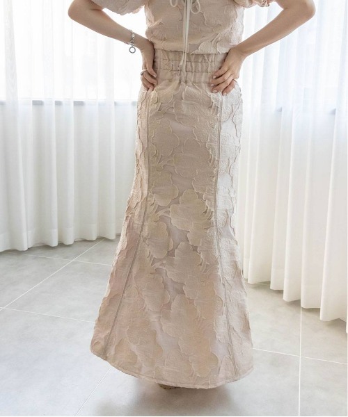 RANDA（ランダ）の「フラワージャガードナロースカート（スカート・レディース・ブルー/ピンク/イエロー・0/1）」の5枚目の写真