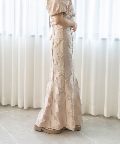 RANDA（ランダ）の「フラワージャガードナロースカート（スカート・レディース・ブルー/ピンク/イエロー・0/1）」の6枚目の写真