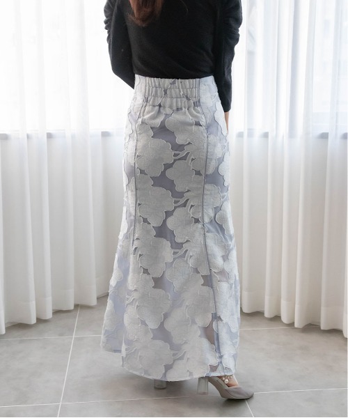 RANDA（ランダ）の「フラワージャガードナロースカート（スカート・レディース・ブルー/ピンク/イエロー・0/1）」の12枚目の写真