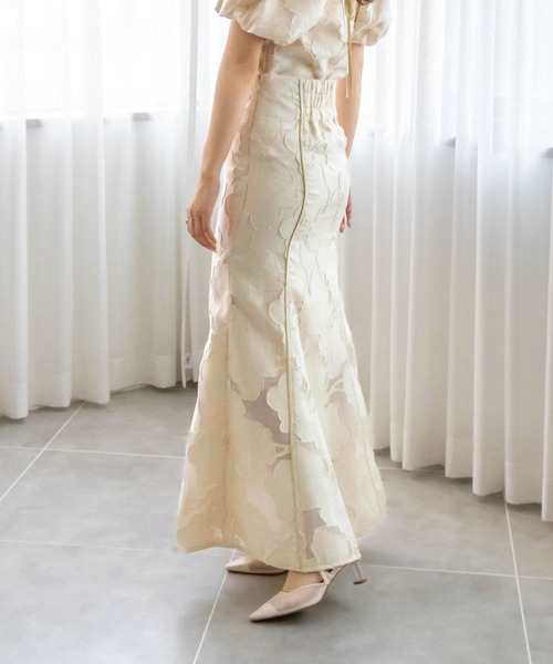 RANDA（ランダ）の「フラワージャガードナロースカート（スカート・レディース・ブルー/ピンク/イエロー・0/1）」の8枚目の写真