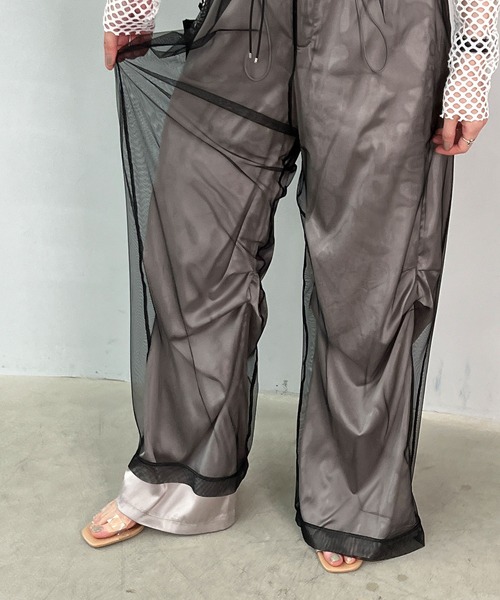 23AW✨ ダイアグラム サテンフレアドレスパンツ マキシ グレー 現行品 近年 crewre online shop / マットサテンカーゴパンツ