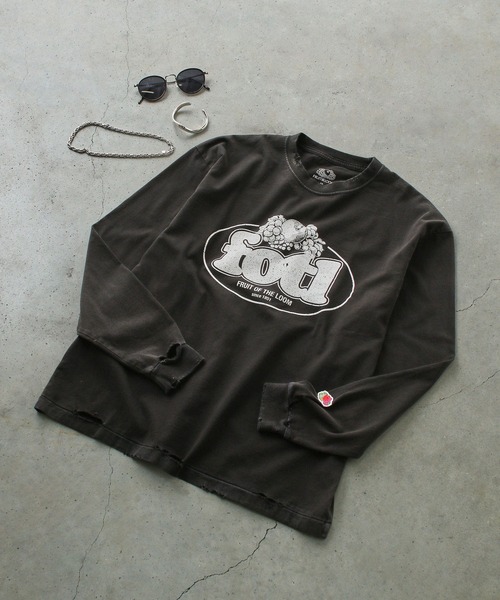 FRUIT OF THE LOOM（フルーツオブザルーム）の「【FRUIT OF THE LOOM】BLACK PRINT L/S TEE/ロンT（Tシャツ/カットソー・メンズ・C/A/B・M/L/XL）」の3枚目の写真