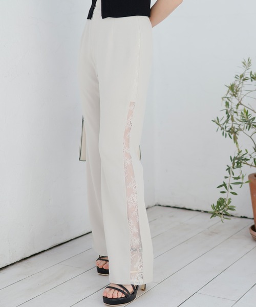 LIPSERVICE(リップサービス)の「サイドレースフレアパンツ(その他パンツ・レディース・ライトベージュ/ブラック・S/M)」の4枚目の写真