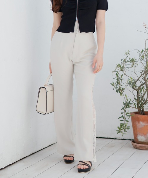 LIPSERVICE(リップサービス)の「サイドレースフレアパンツ(その他パンツ・レディース・ライトベージュ/ブラック・S/M)」の5枚目の写真