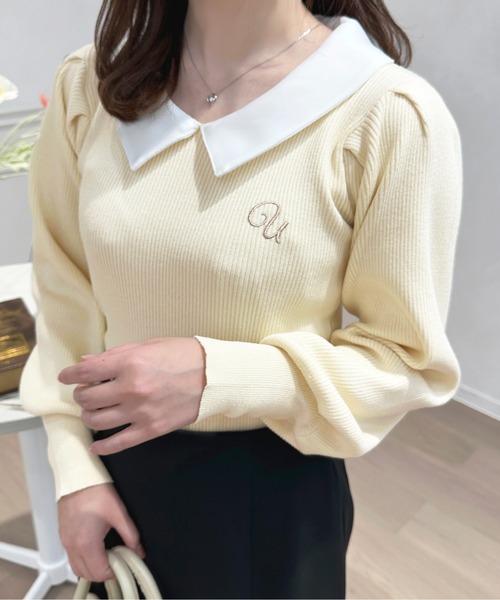 apres jour(アプレジュール)の「配色襟ニット【ZOZOTOWN限定アイテム】(ニット/セーター・レディース・ブラック/アイボリー/ベビーピンク・X-LARGE/フリー)」の4枚目の写真