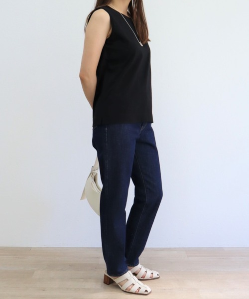 aunt lily(アントリリー)の「綿100% 無地ノースリーブ(Tシャツ/カットソー・レディース・サンドベージュ/ブラック/アイボリー/ブルー・M/L/LL)」の11枚目の写真