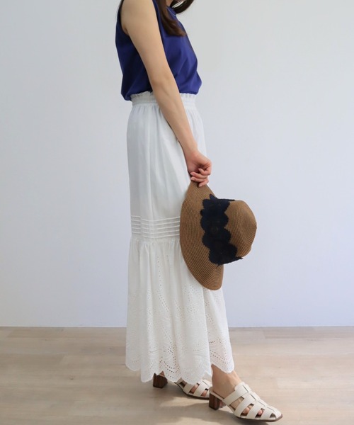 aunt lily(アントリリー)の「綿100% 無地ノースリーブ(Tシャツ/カットソー・レディース・サンドベージュ/ブラック/アイボリー/ブルー・M/L/LL)」の18枚目の写真