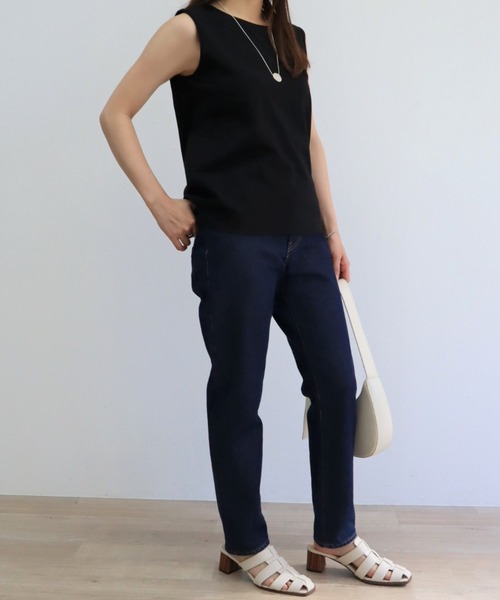 aunt lily(アントリリー)の「綿100% 無地ノースリーブ(Tシャツ/カットソー・レディース・サンドベージュ/ブラック/アイボリー/ブルー・M/L/LL)」の12枚目の写真