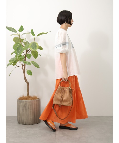 Lugnoncure（ルノンキュール）の「レースタックスカート（スカート・レディース・オレンジ/チャコール/オフホワイト・ﾌﾘ-）」の11枚目の写真