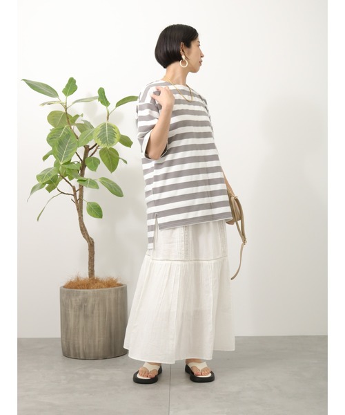 Lugnoncure（ルノンキュール）の「レースタックスカート（スカート・レディース・オレンジ/チャコール/オフホワイト・ﾌﾘ-）」の15枚目の写真