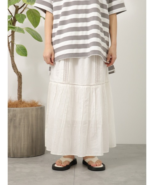 Lugnoncure（ルノンキュール）の「レースタックスカート（スカート・レディース・オレンジ/チャコール/オフホワイト・ﾌﾘ-）」の18枚目の写真