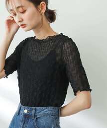 SENSE OF PLACE by URBAN RESEARCH | 『一部WEB限定カラー』ウェーブパターンシアートップ(5分袖)(Tシャツ/カットソー)