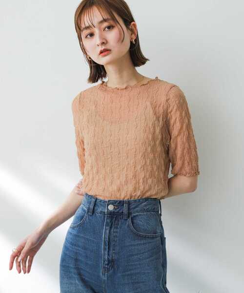 SENSE OF PLACE by URBAN RESEARCH(センスオブプレイスバイアーバンリサーチ)の「ウェーブパターンシアートップ(5分袖)(Tシャツ/カットソー・レディース・ベージュ/ブラック/ライトブルー/オフホワイト・ONE)」の21枚目の写真