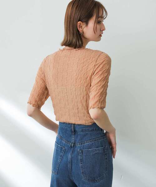 SENSE OF PLACE by URBAN RESEARCH(センスオブプレイスバイアーバンリサーチ)の「ウェーブパターンシアートップ(5分袖)(Tシャツ/カットソー・レディース・ベージュ/ブラック/ライトブルー/オフホワイト・ONE)」の20枚目の写真