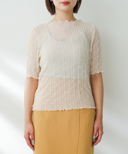 SENSE OF PLACE by URBAN RESEARCH(センスオブプレイスバイアーバンリサーチ)の「ウェーブパターンシアートップ(5分袖)(Tシャツ/カットソー・レディース・ベージュ/ブラック/ライトブルー/オフホワイト・ONE)」の18枚目の写真